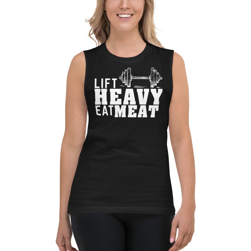 Lift Heavy Eat Meat Black Muscle Tee