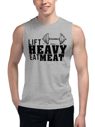 Lift Heavy Eat Meat Heather Muscle Tee
