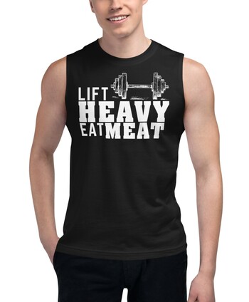 Lift Heavy Eat Meat Black Muscle Tee