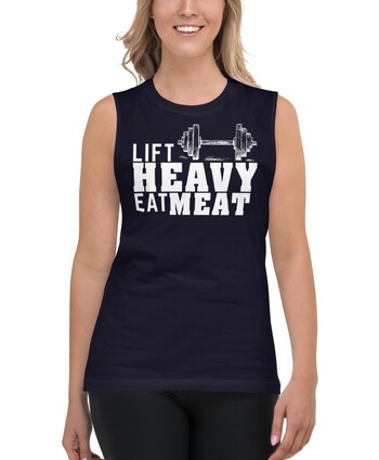 Lift Heavy Eat Meat Navy Muscle Tee
